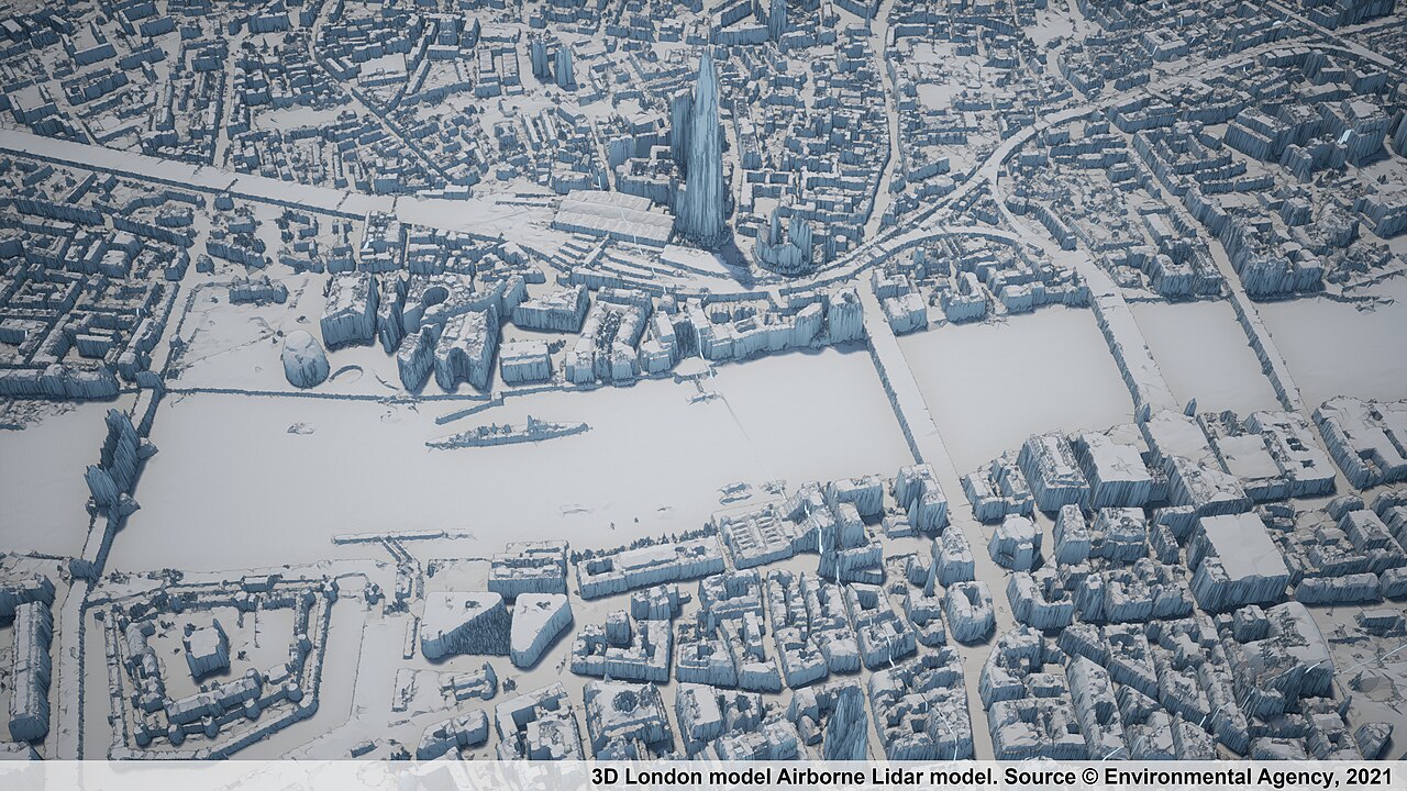Ein 3D-LiDAR-Modell von London — ein vermessungsgenauer digitaler Zwilling der bebauten Umwelt.
